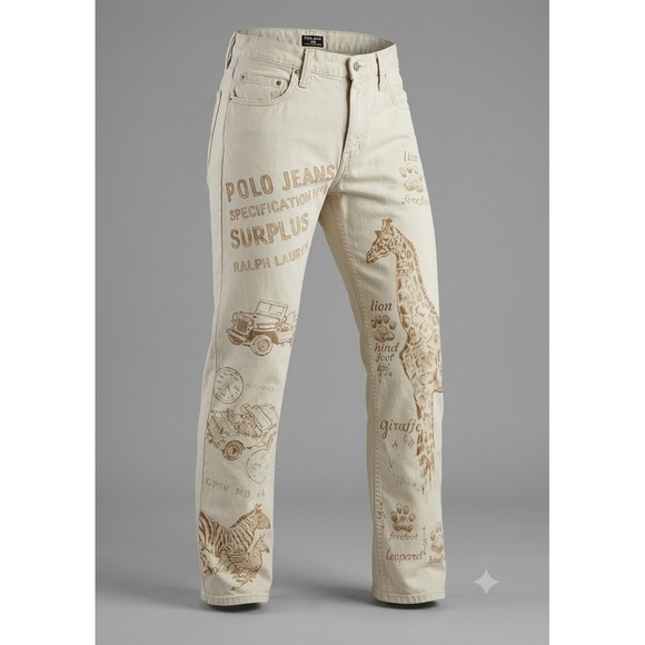 Polo Jeans Co Denim - Polo Jeans Co Ralph Lauren 4434WAI2784 Vintage Women's Safari Print Jeans. Sz 8